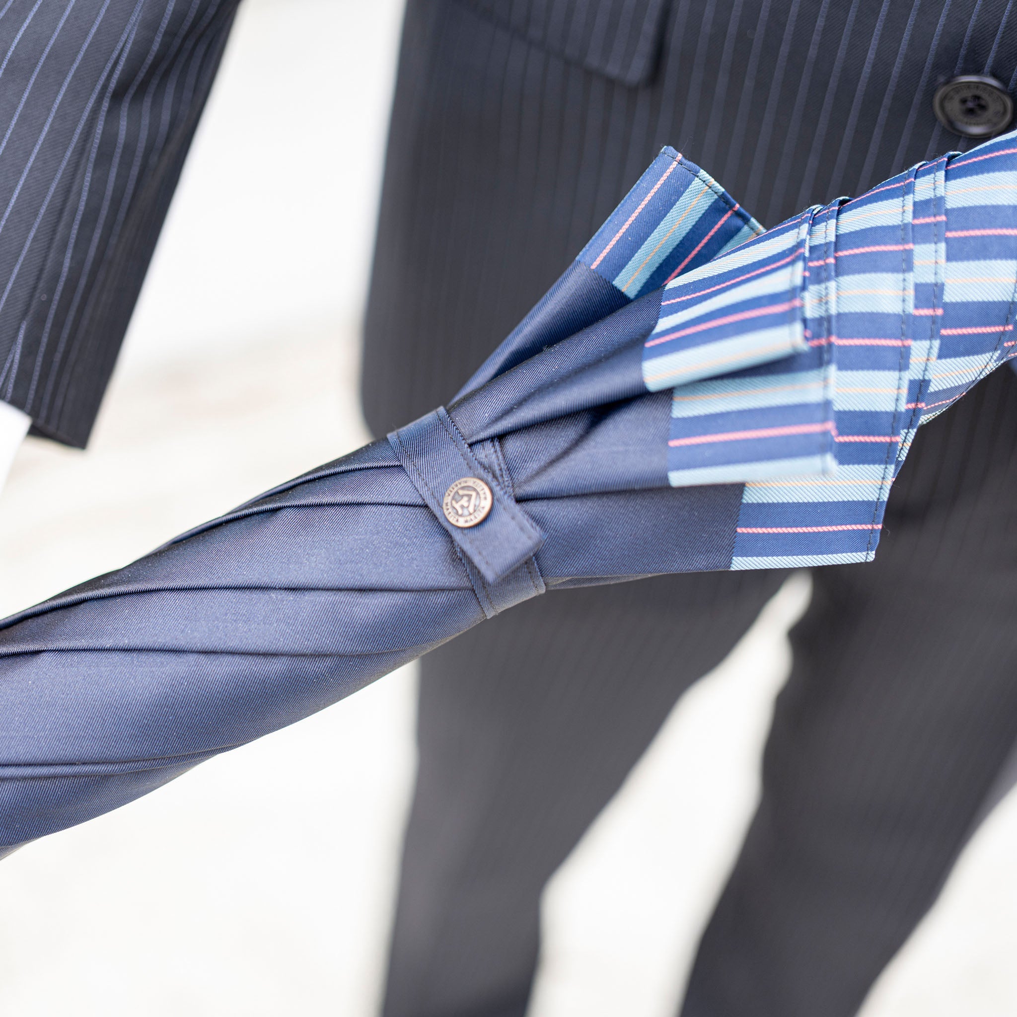 Tie Plain×Stripe NAVY 長傘