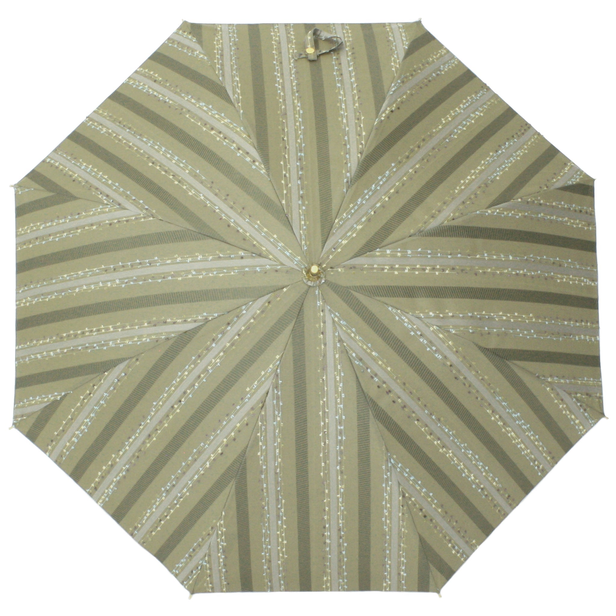 晴雨兼用 レディース feel.t ファンシーストライプ カーキ スライドショート傘