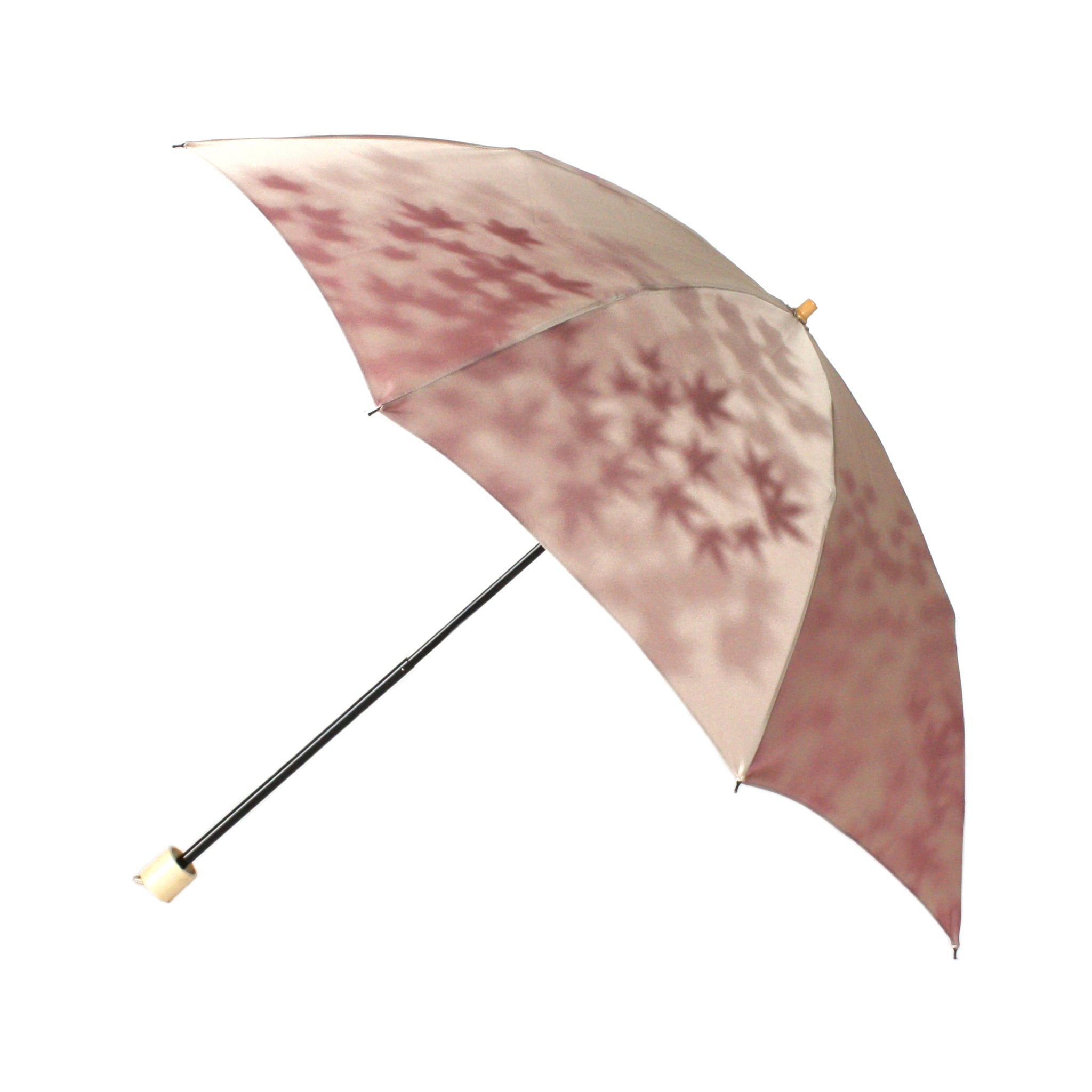 晴雨兼用 レディース こもれび カエデ ピンク 折りたたみ傘