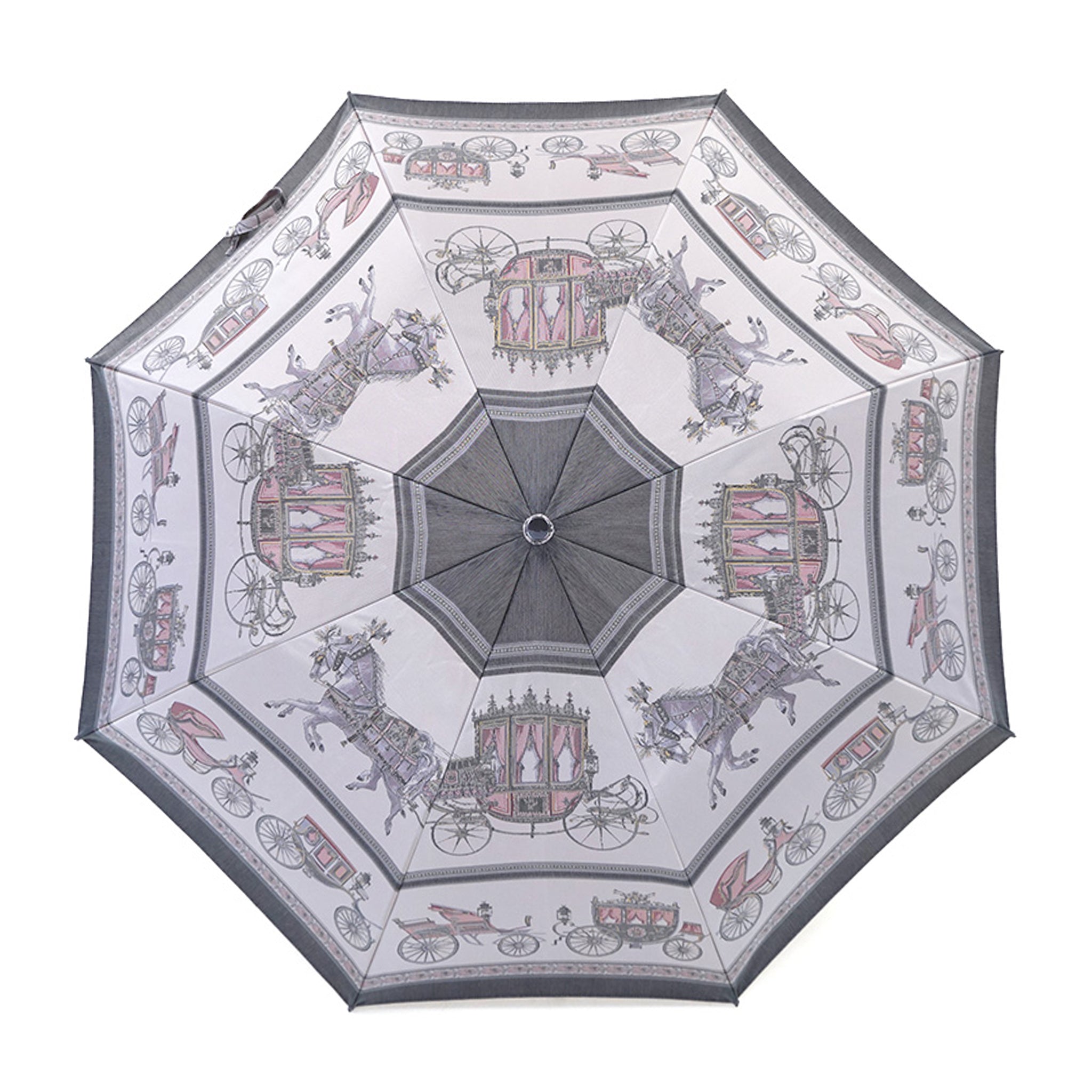 Umbrella of Yokohama 折りたたみ傘(馬車行列)ピンク×ブラック