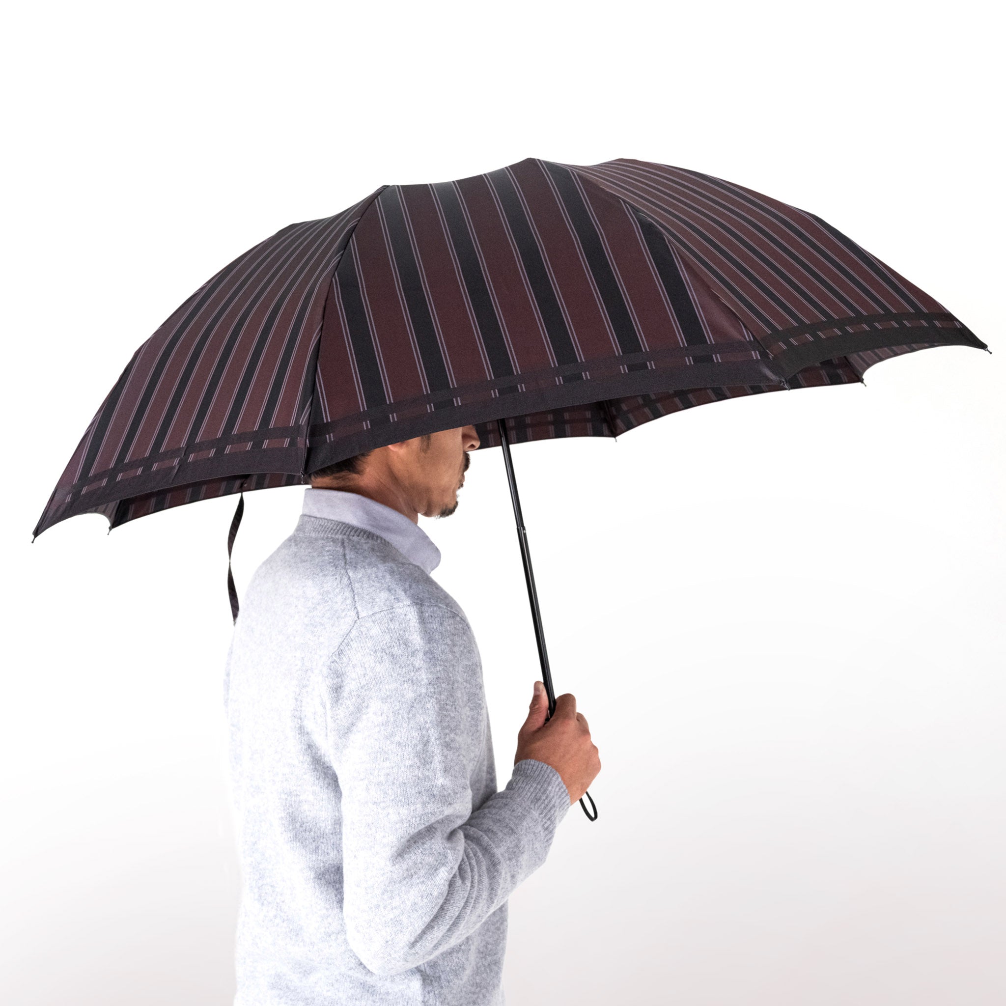 Tie Stripe×Plain WINE 折りたたみ傘 サイズイメージ
