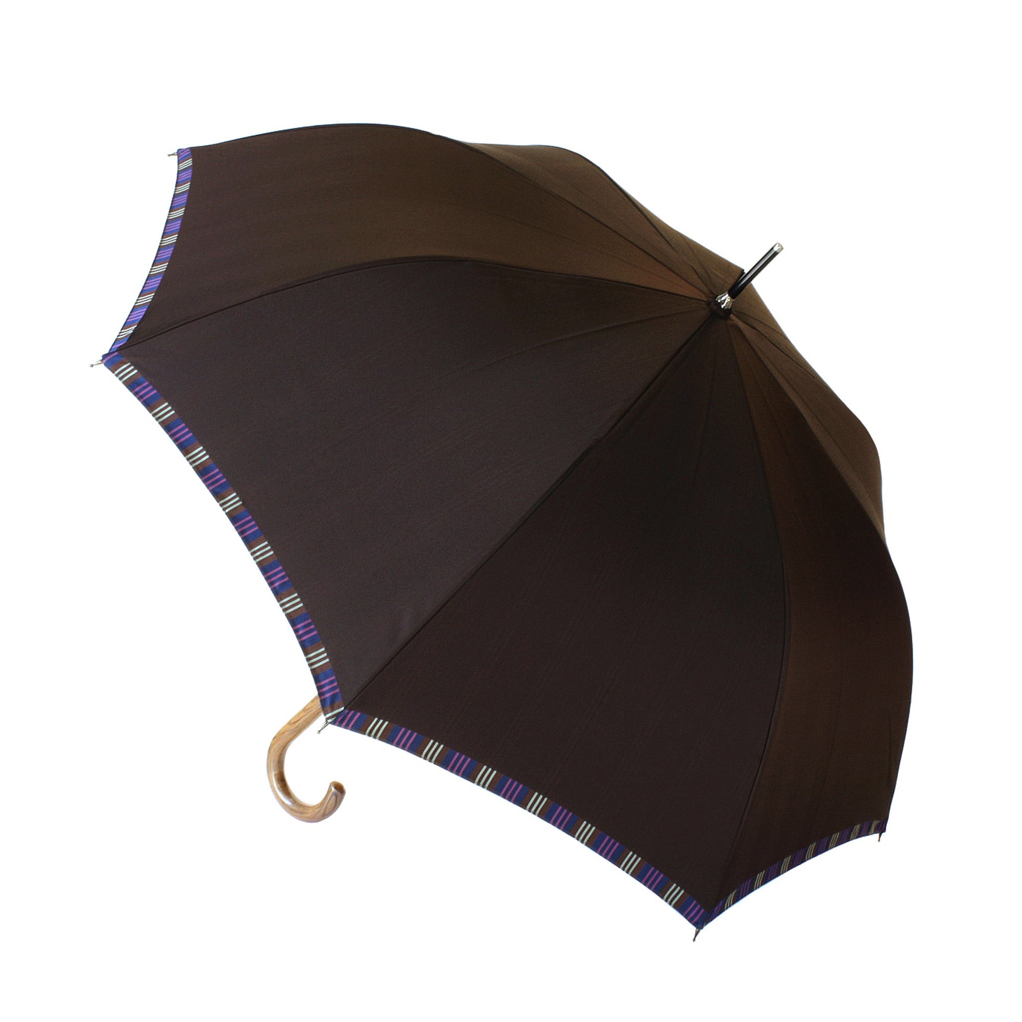 Tie Plain×Stripe BROWN 長傘