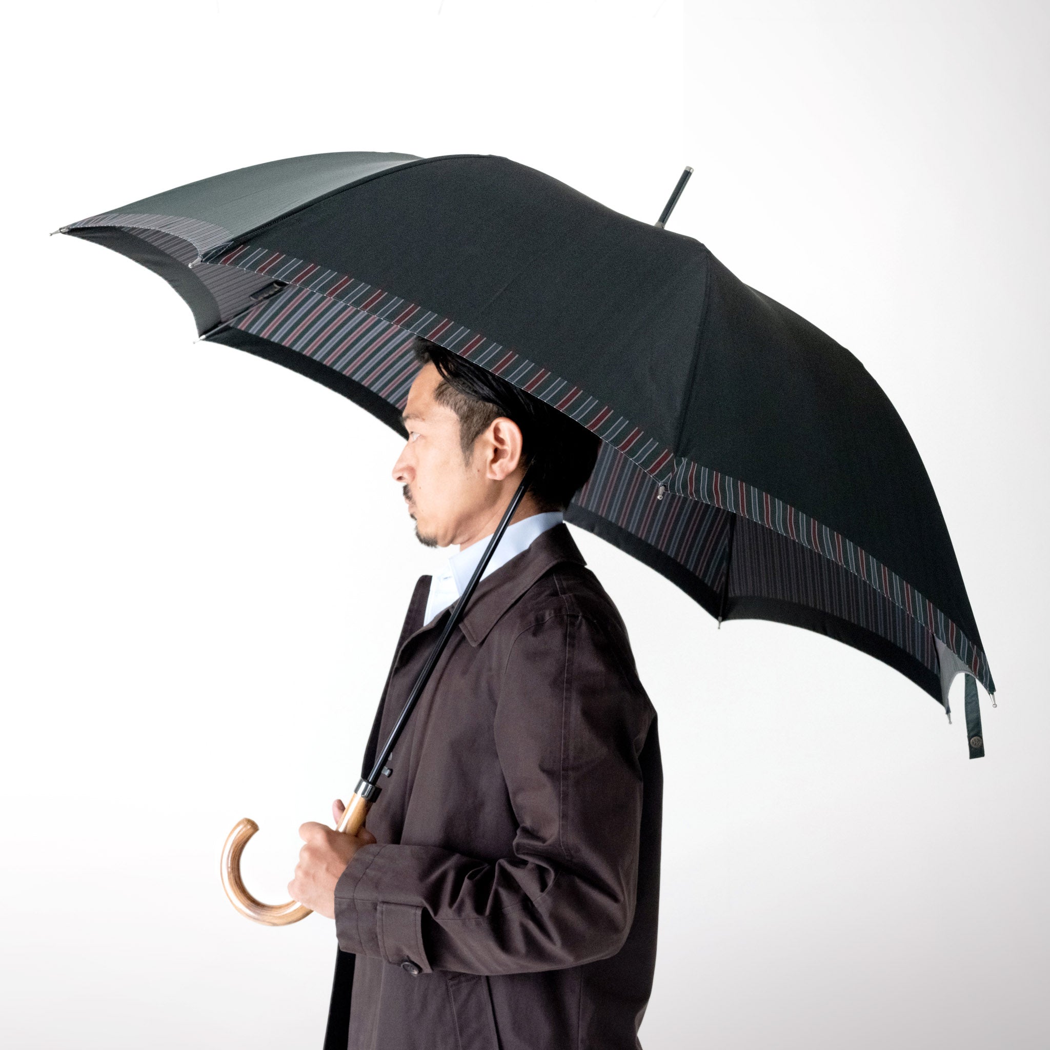 晴雨兼用 メンズ Tie Plain×Stripe GREEN 長傘 サイズイメージ