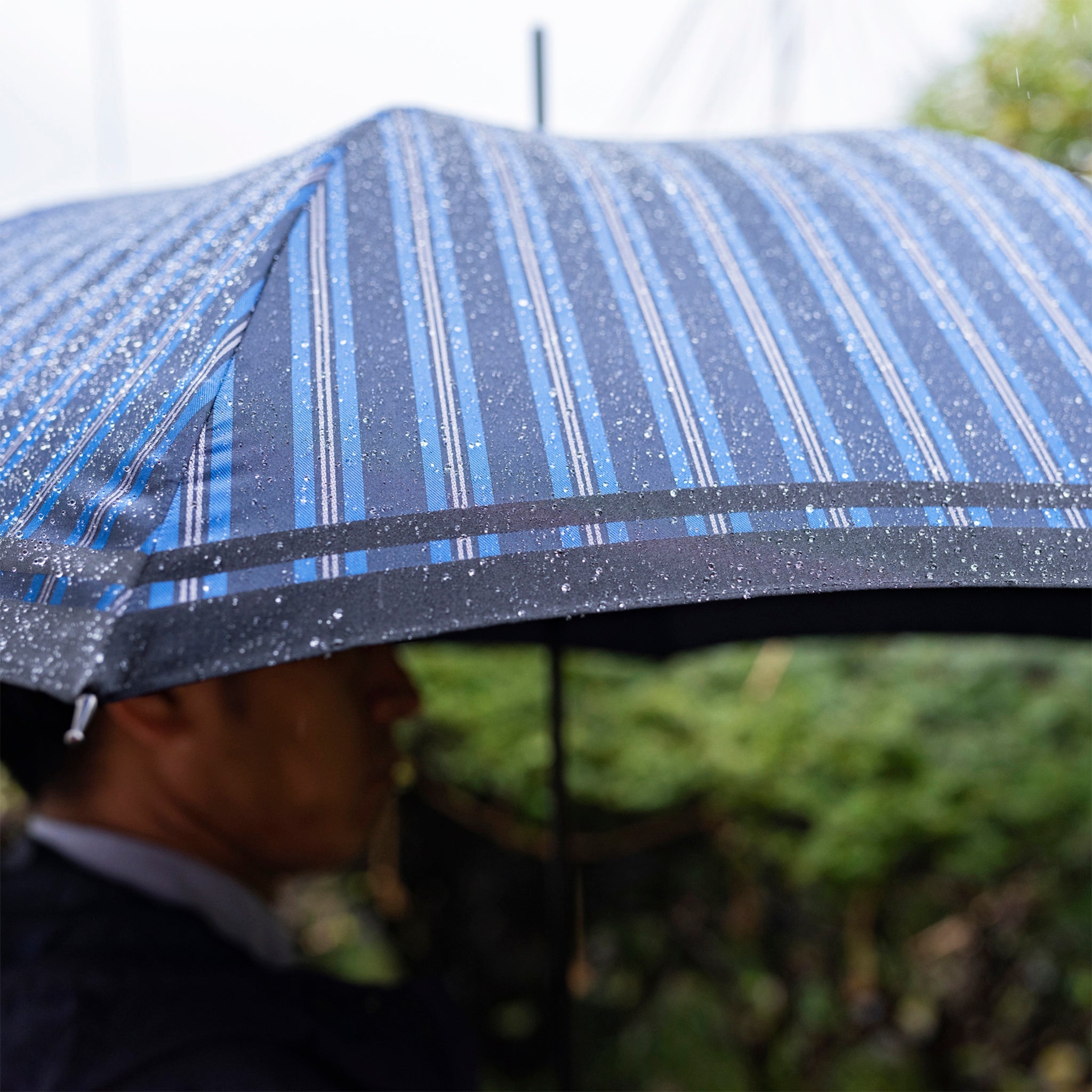 Tie Stripe×Plain BLUE 長傘