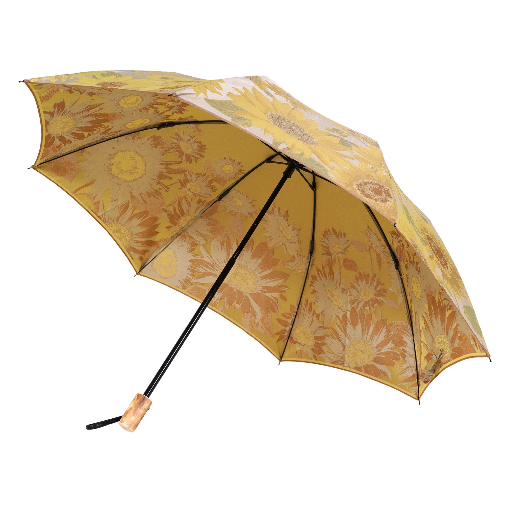 晴雨兼用 レディース 絵おり 向日葵 イエロー 折りたたみ傘