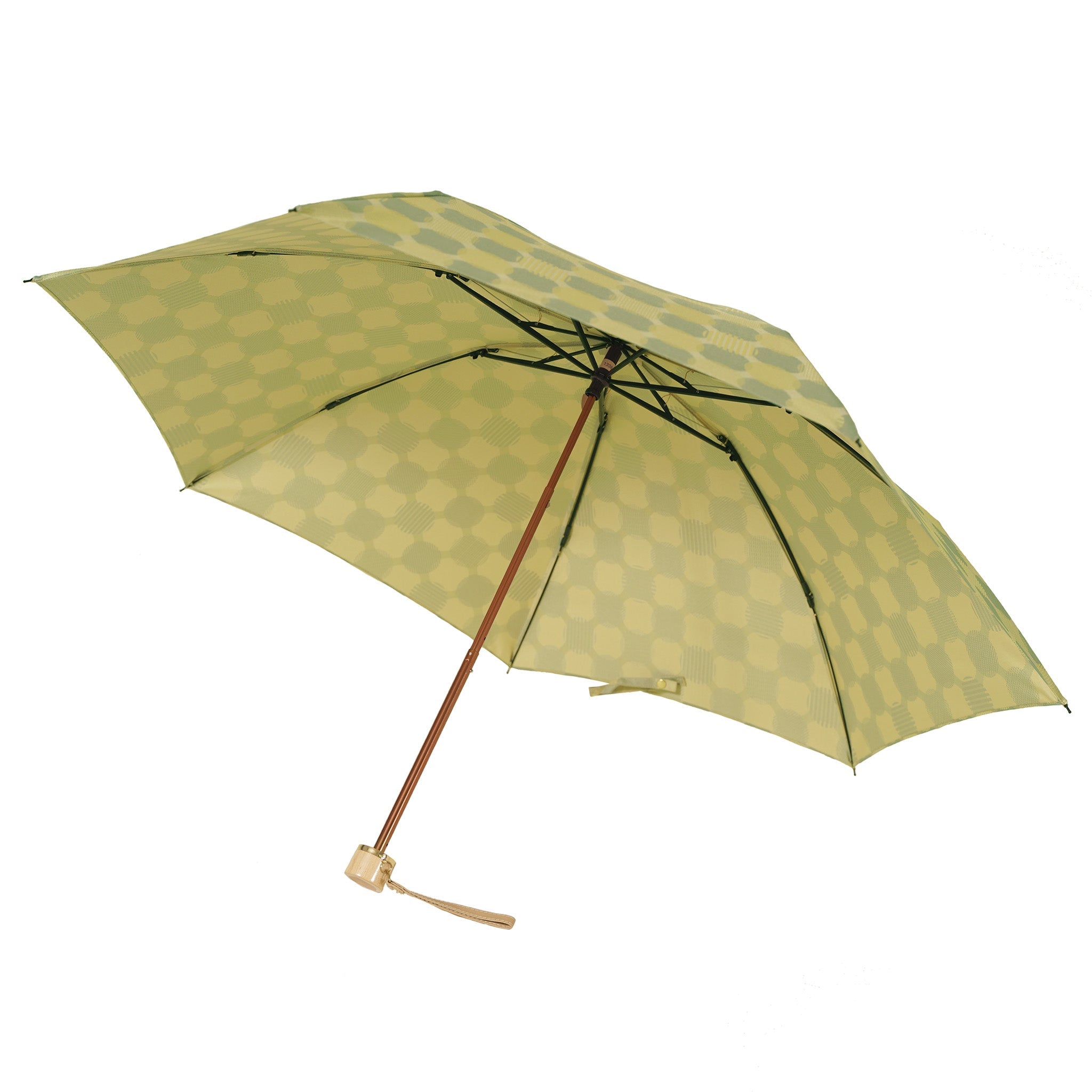 晴雨兼用 レディース ノルディック ドットコラージュ グリーン 折りたたみ傘