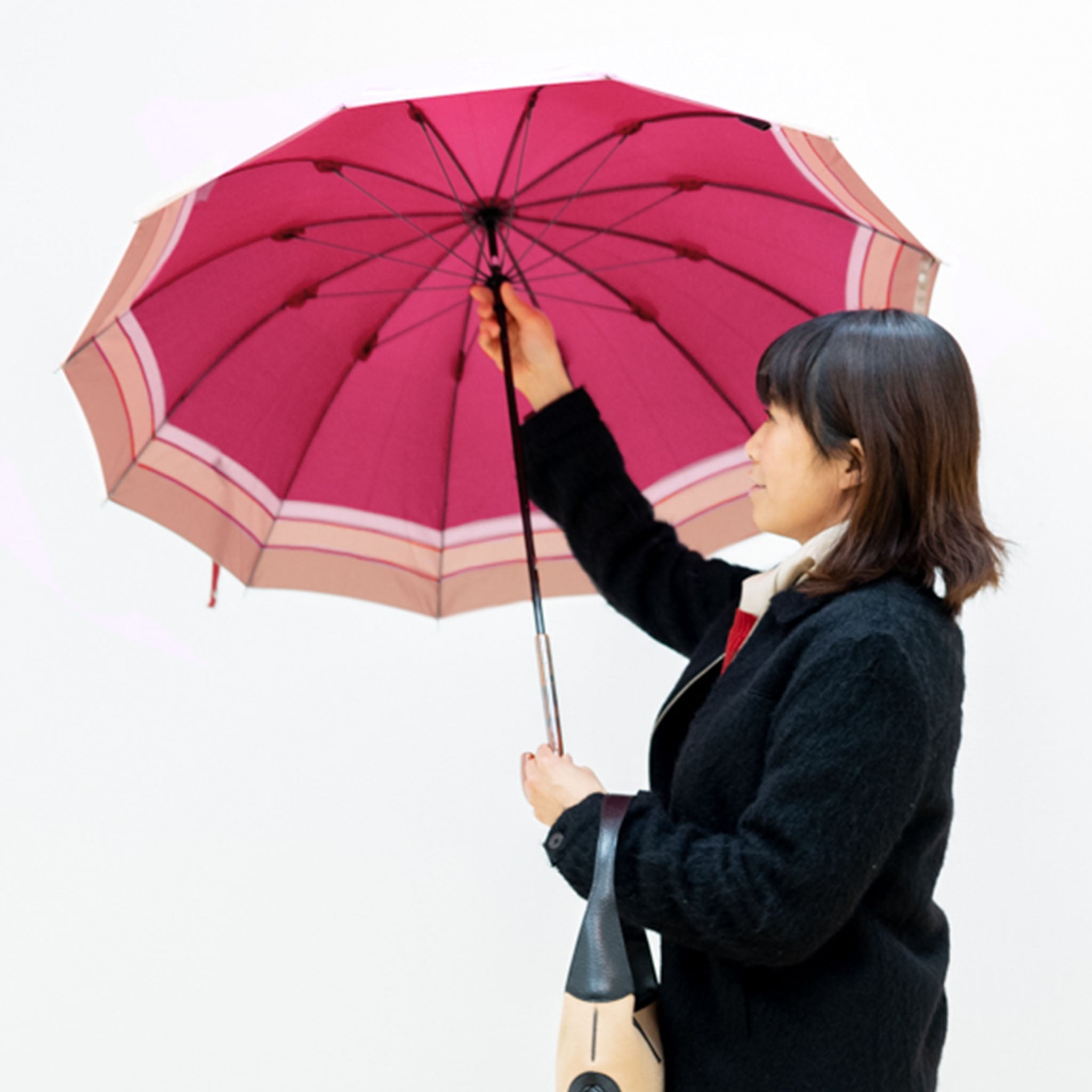晴雨兼用 レディース SCENE ビッグボーダー マゼンタ 長傘