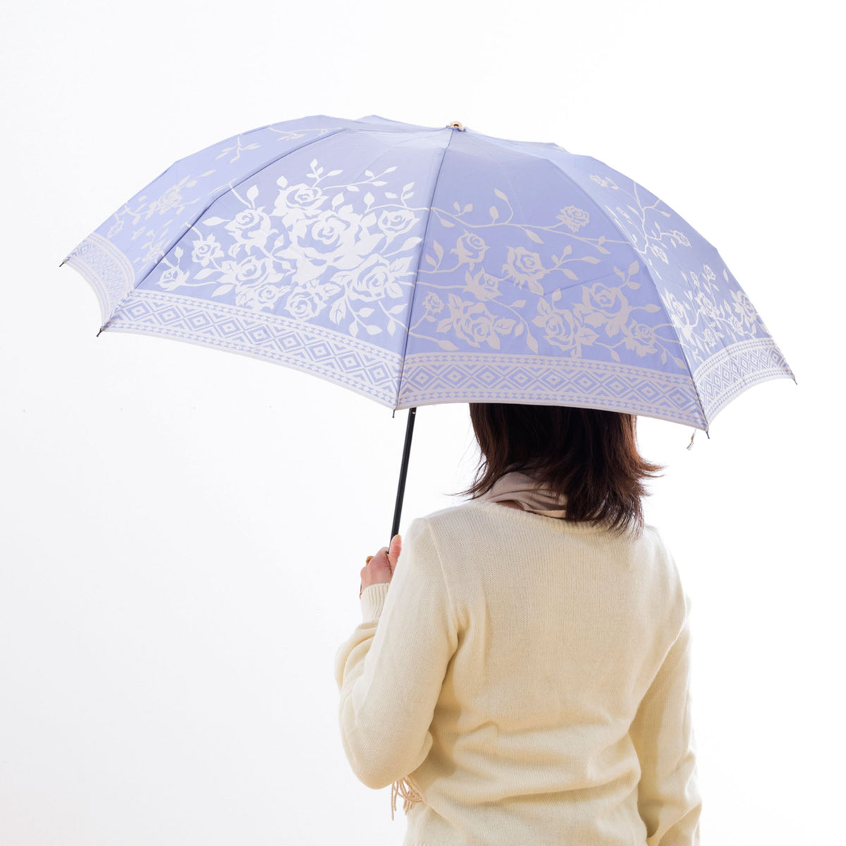 晴雨兼用 レディース kirie バラ ロイヤルパープル 折りたたみ傘