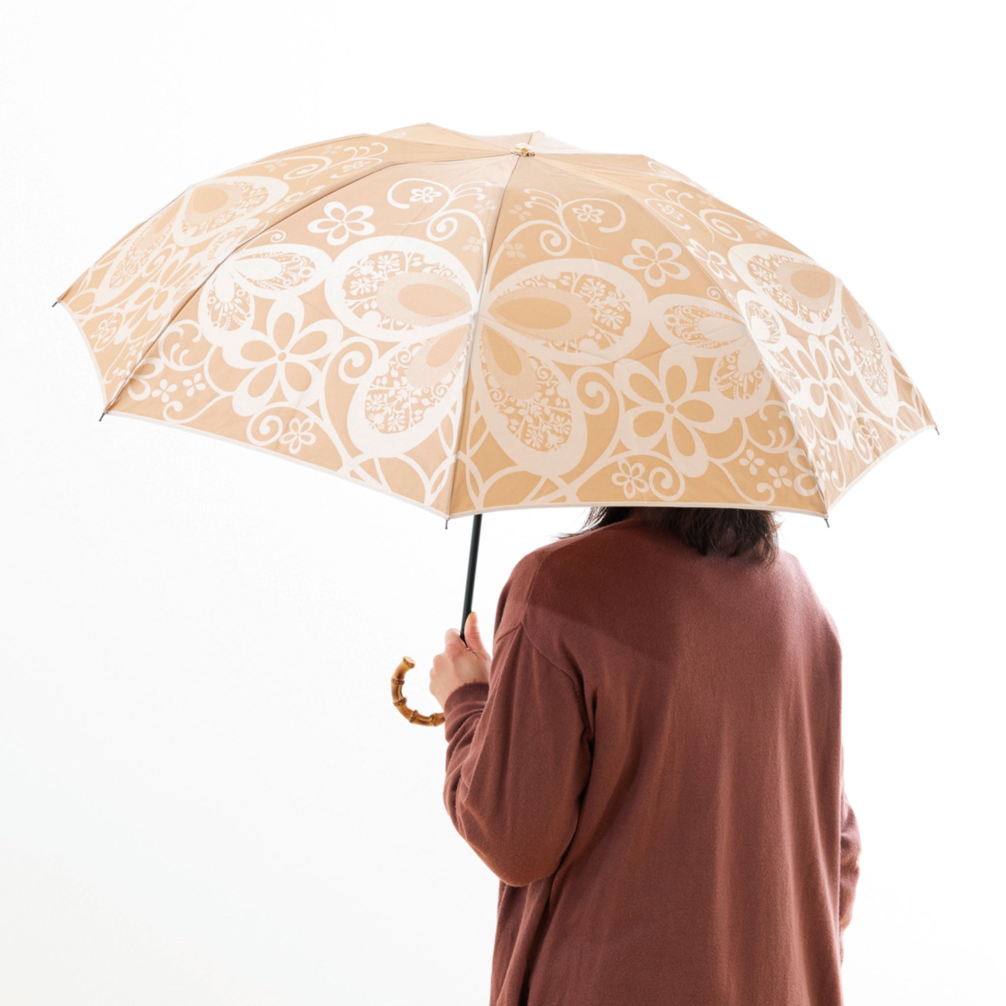 晴雨兼用 レディース kirie 蝶々 ハニーマスタード 折りたたみ傘