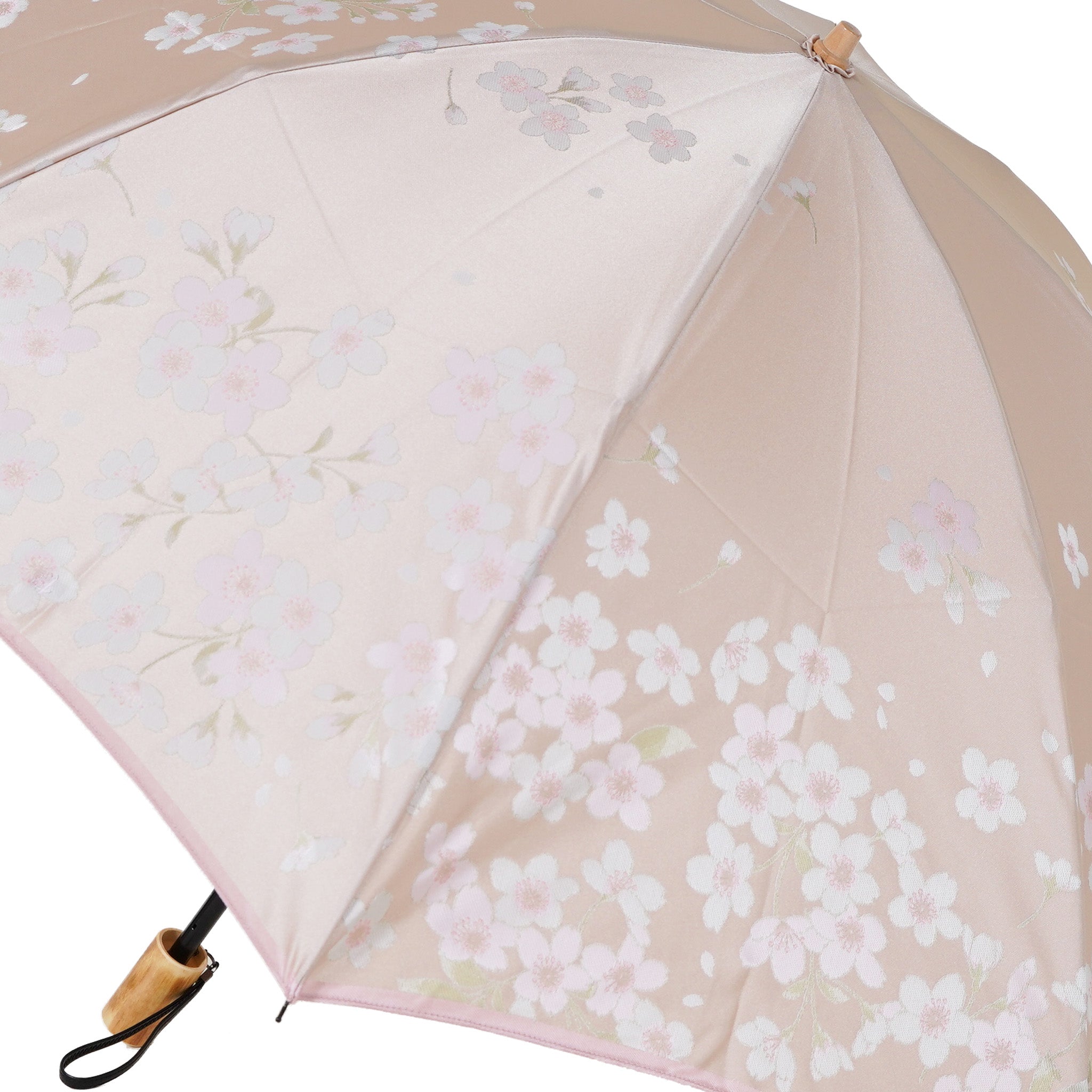 晴雨兼用 レディース 絵おり 桜 ピンク 折りたたみ傘 生地アップ
