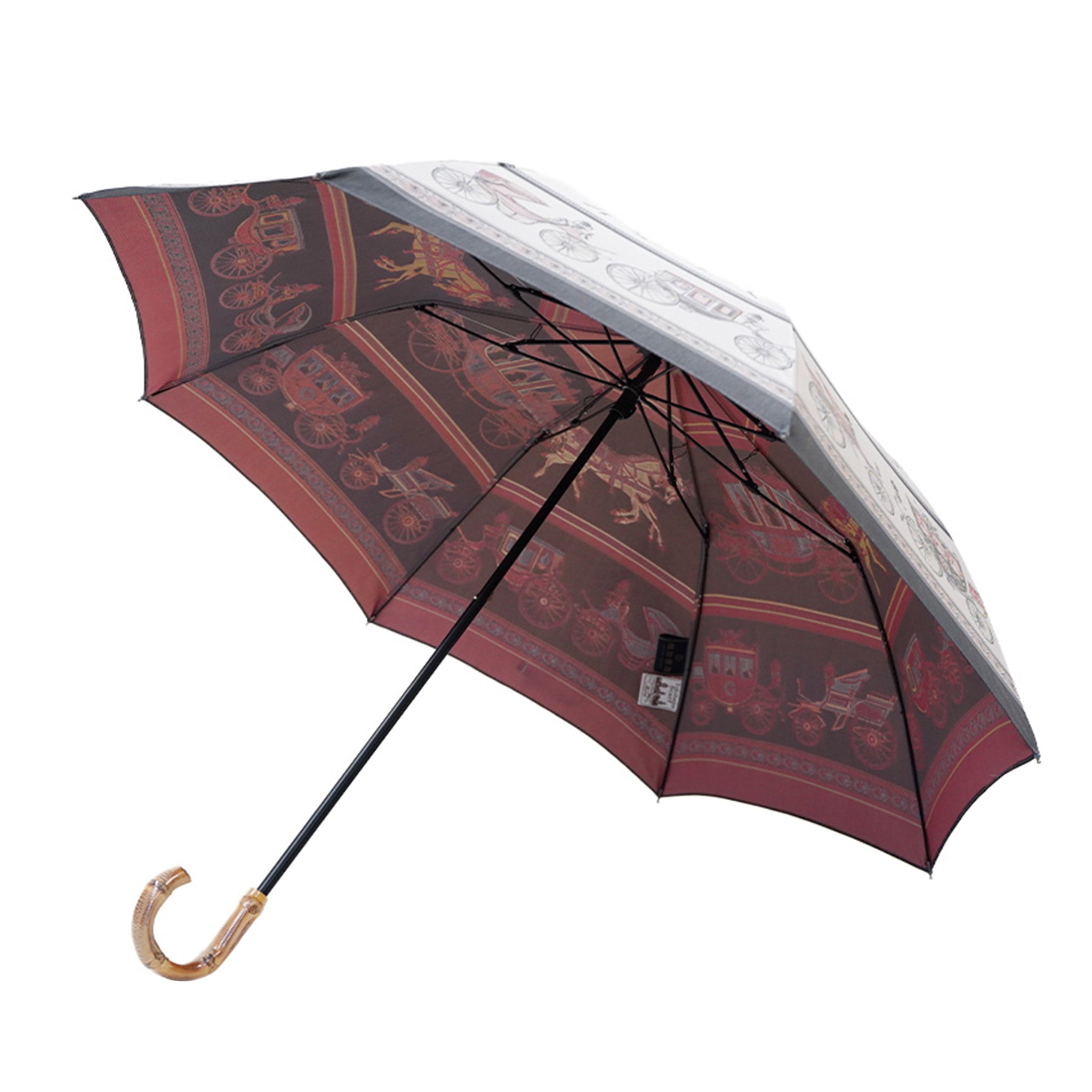 Umbrella of Yokohama　折りたたみ傘（馬車行列）ピンク×ブラック