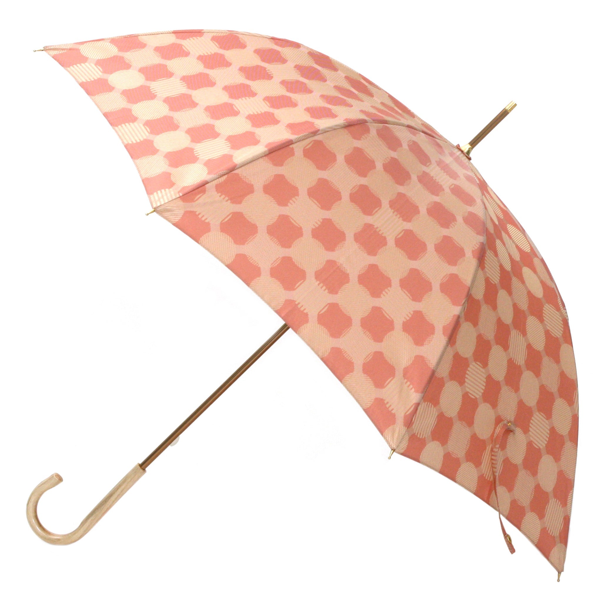 晴雨兼用　レディース　ノルディック　ドットコラージュ　ピンク　長傘