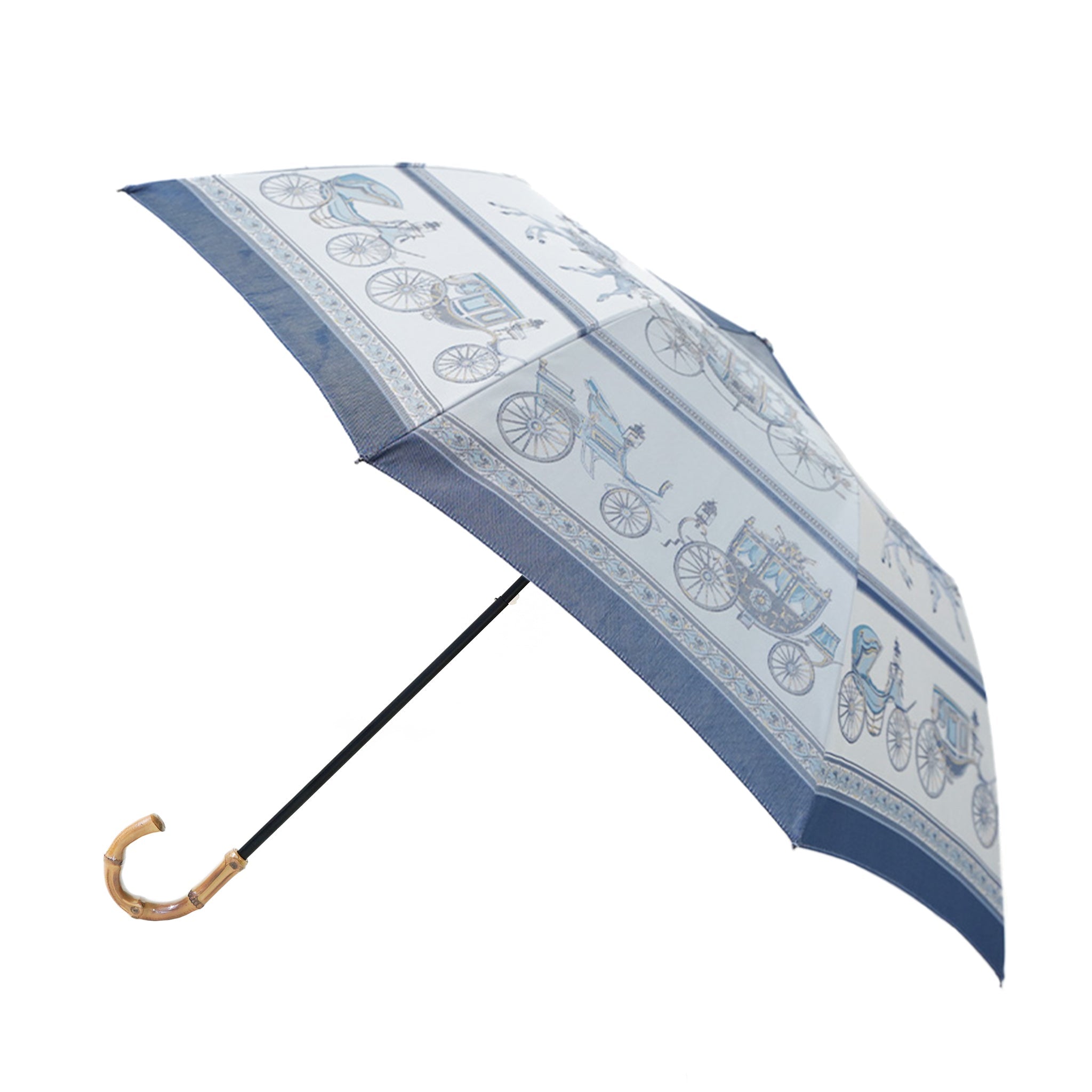 Umbrella of Yokohama　折りたたみ傘（馬車行列）ブルー