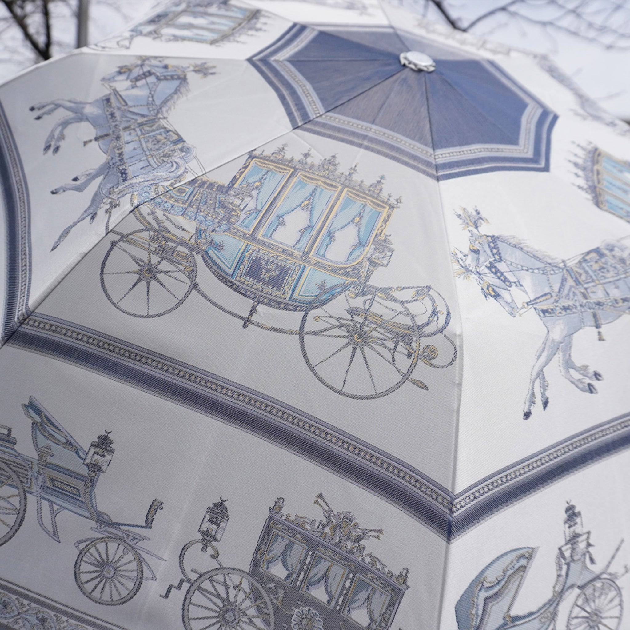 Umbrella of Yokohama　折りたたみ傘（馬車行列）ブルー