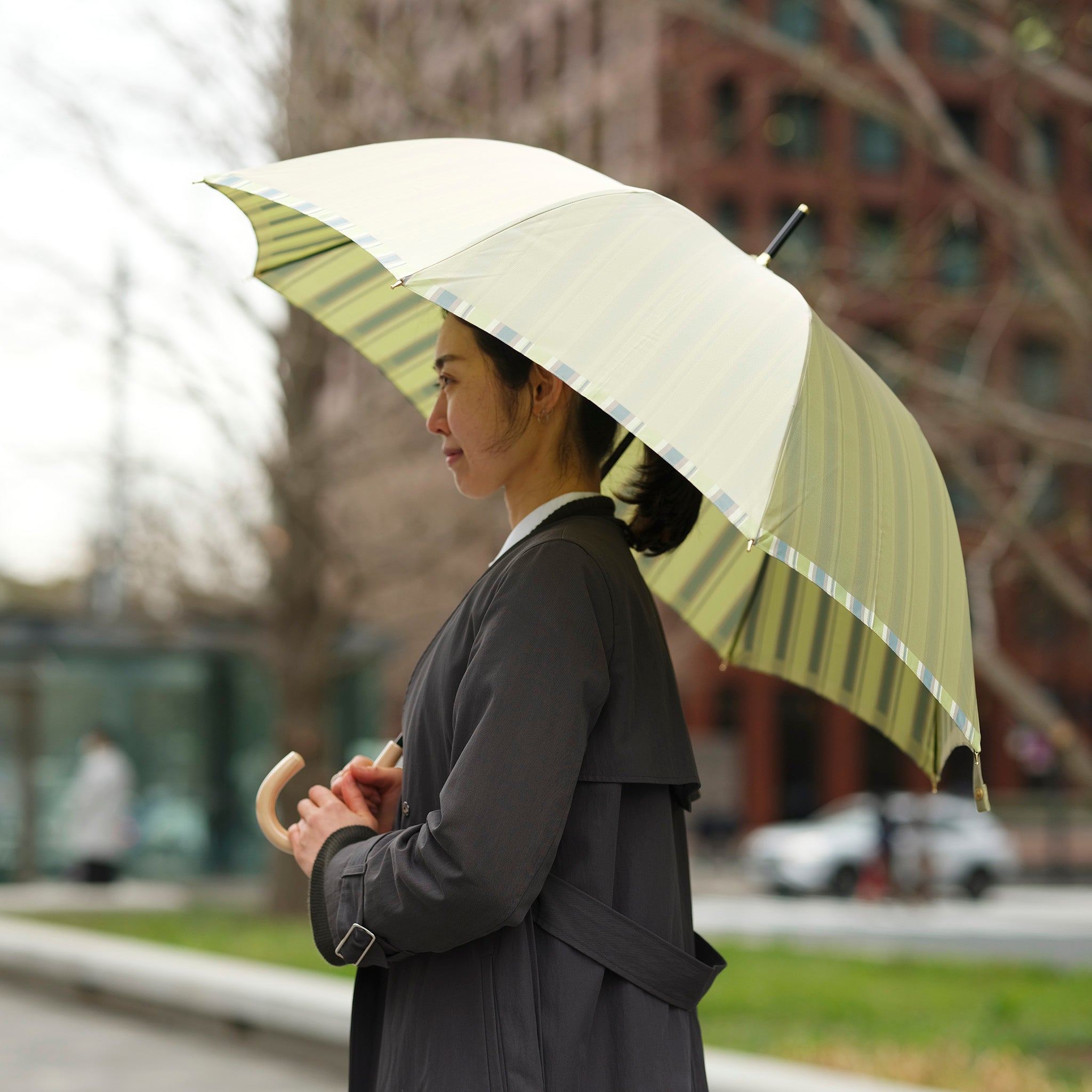 晴雨兼用　レディース　Riff　ピスタチオグリーン　長傘　サイズイメージ