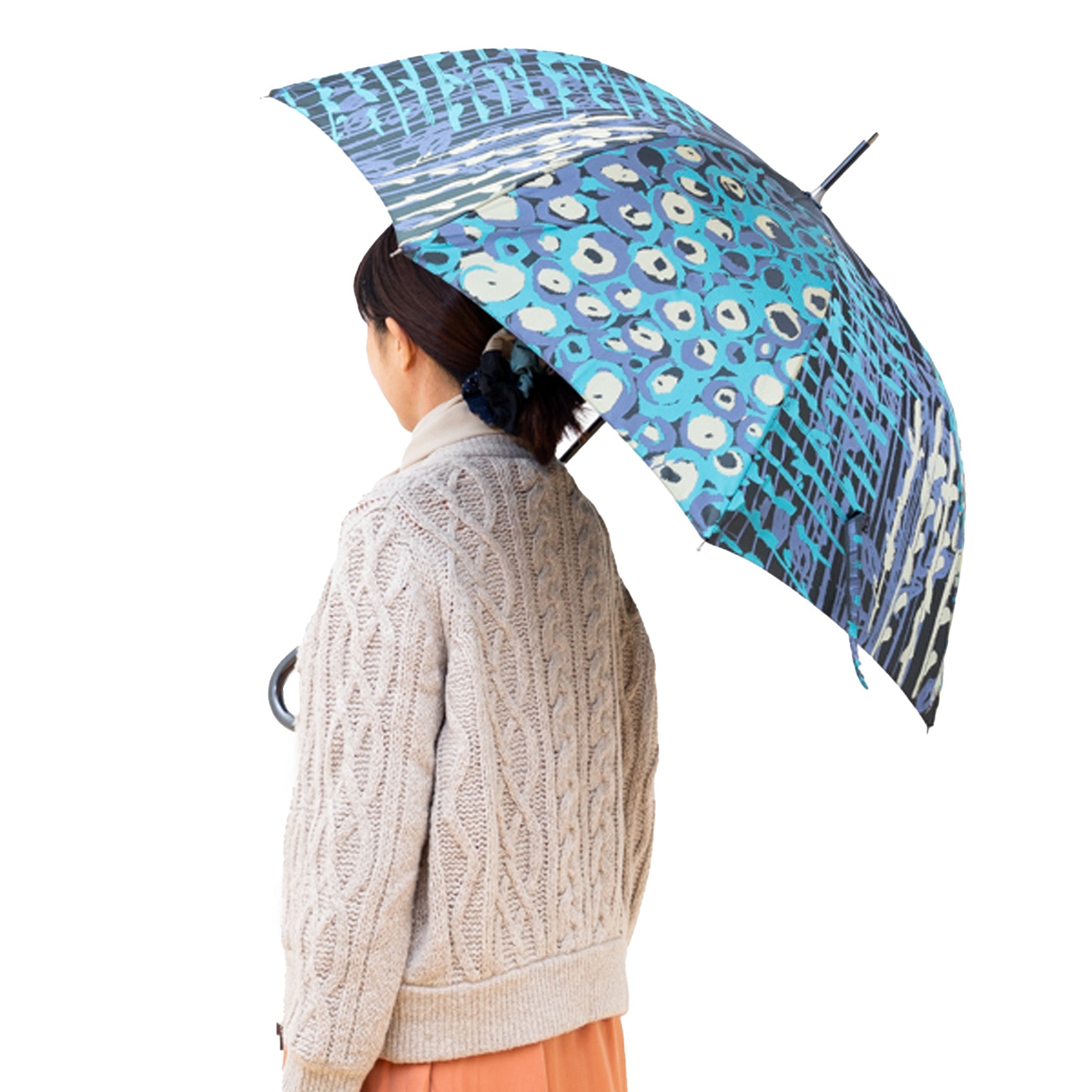 晴雨兼用　レディース　Aneqdot　ローズ　ブラック　長傘