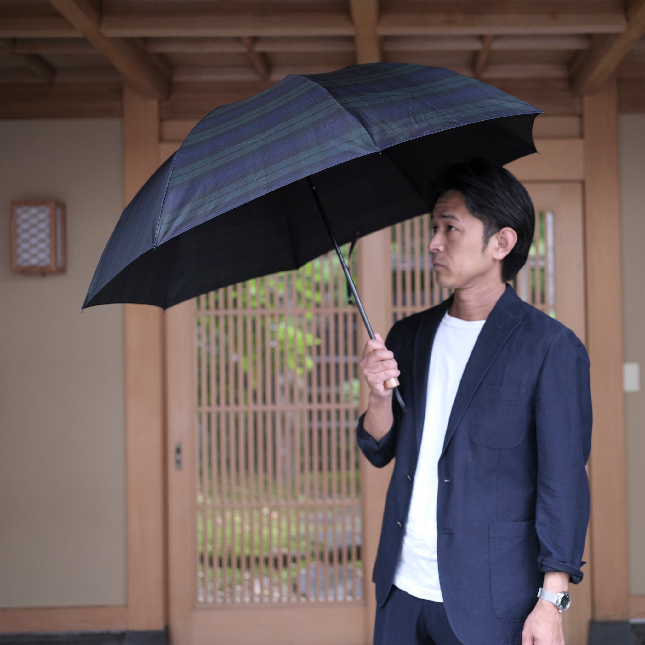 晴雨兼用　メンズ　Makita Trad　Black Wach　折りたたみ傘　使用サイズイメージ