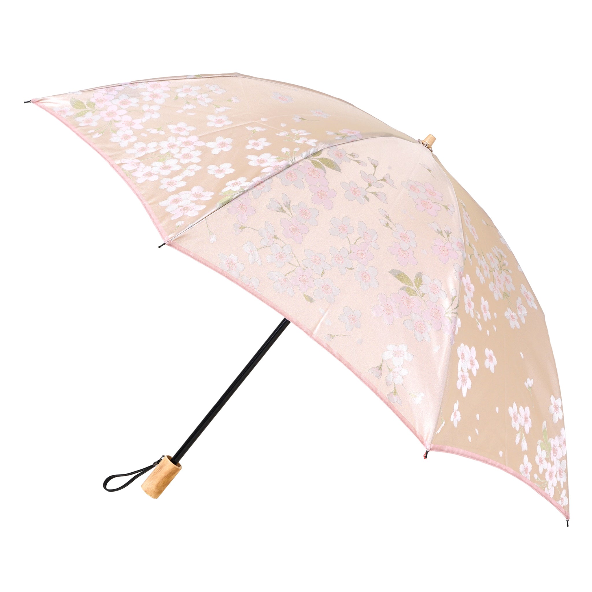 晴雨兼用　レディース　絵おり　桜　ピンク　折りたたみ傘