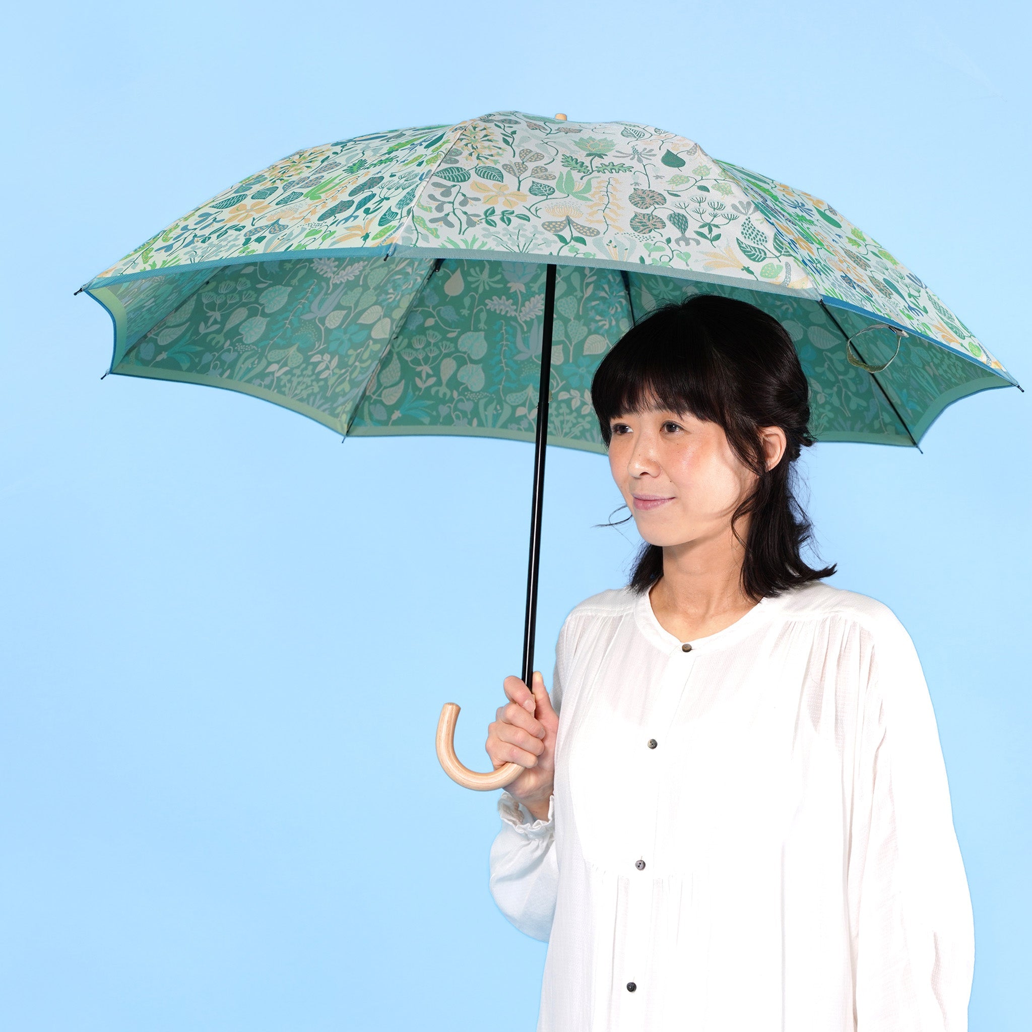 晴雨兼用　レディース　Stig L. HERBARIUM　ライムグリーン　折りたたみ傘
