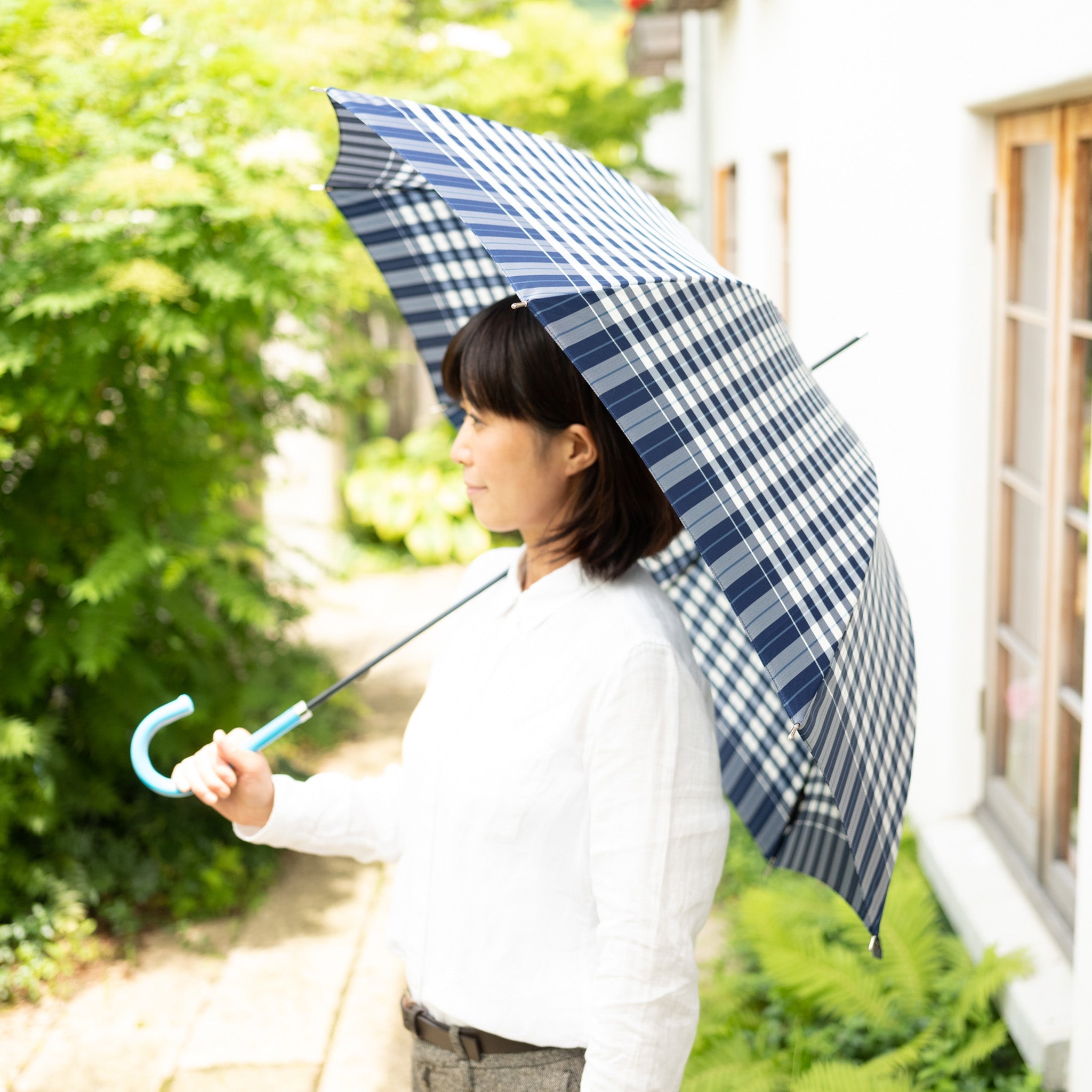 レディース雨傘　レトロチェック　サイズイメージ