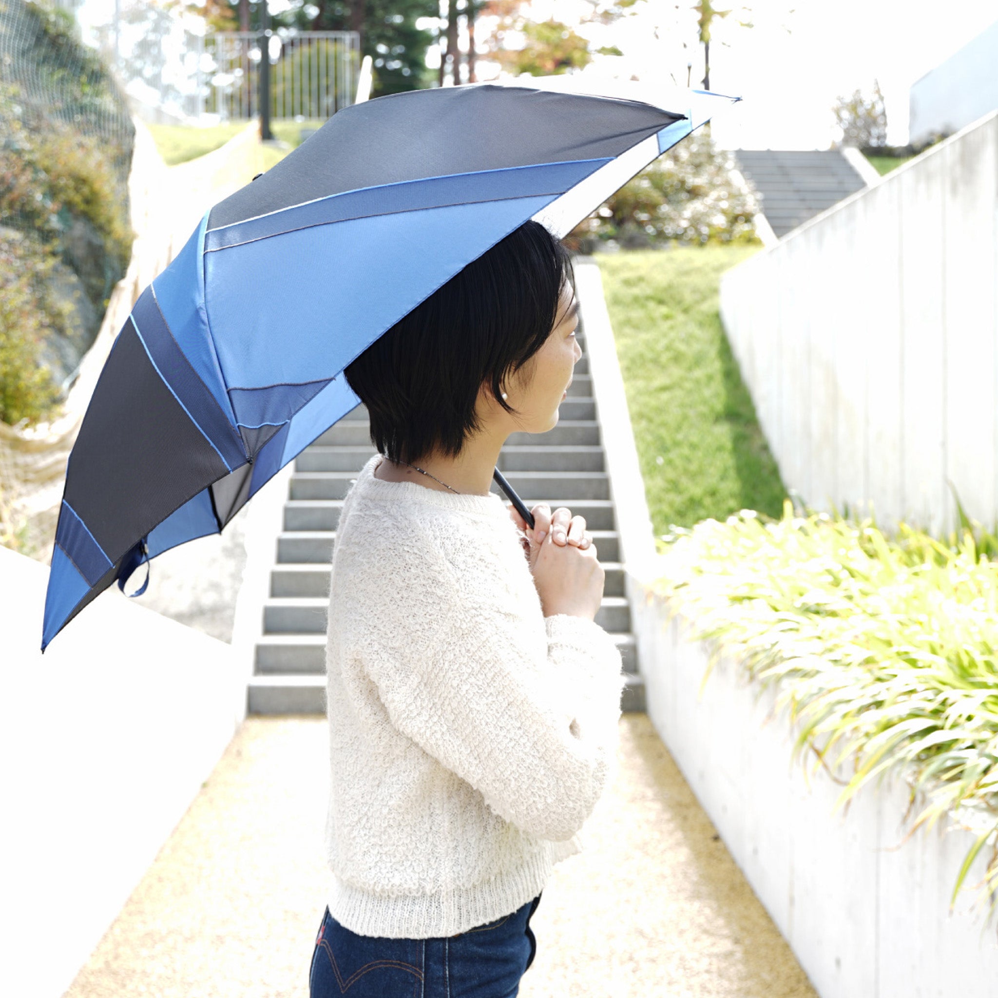 晴雨兼用　レディース　メンズ　repel.　Portable umbrella 　Blue　折りたたみ傘